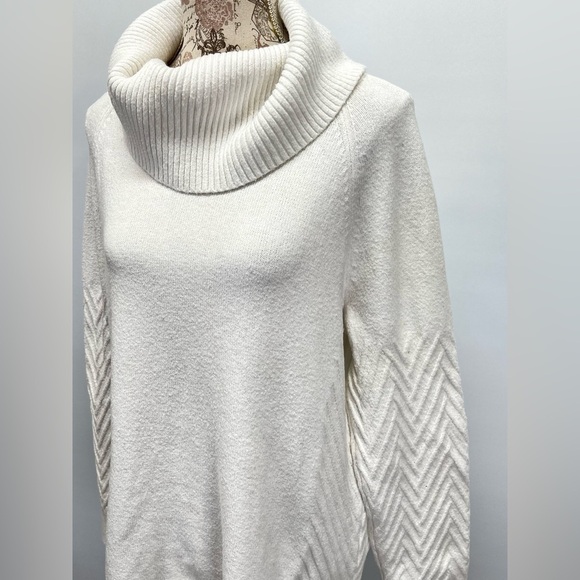 CALVIN KLEIN‎ Ivory ribbed sleeve cowl neck sweater size XL - Picture 3 of 15